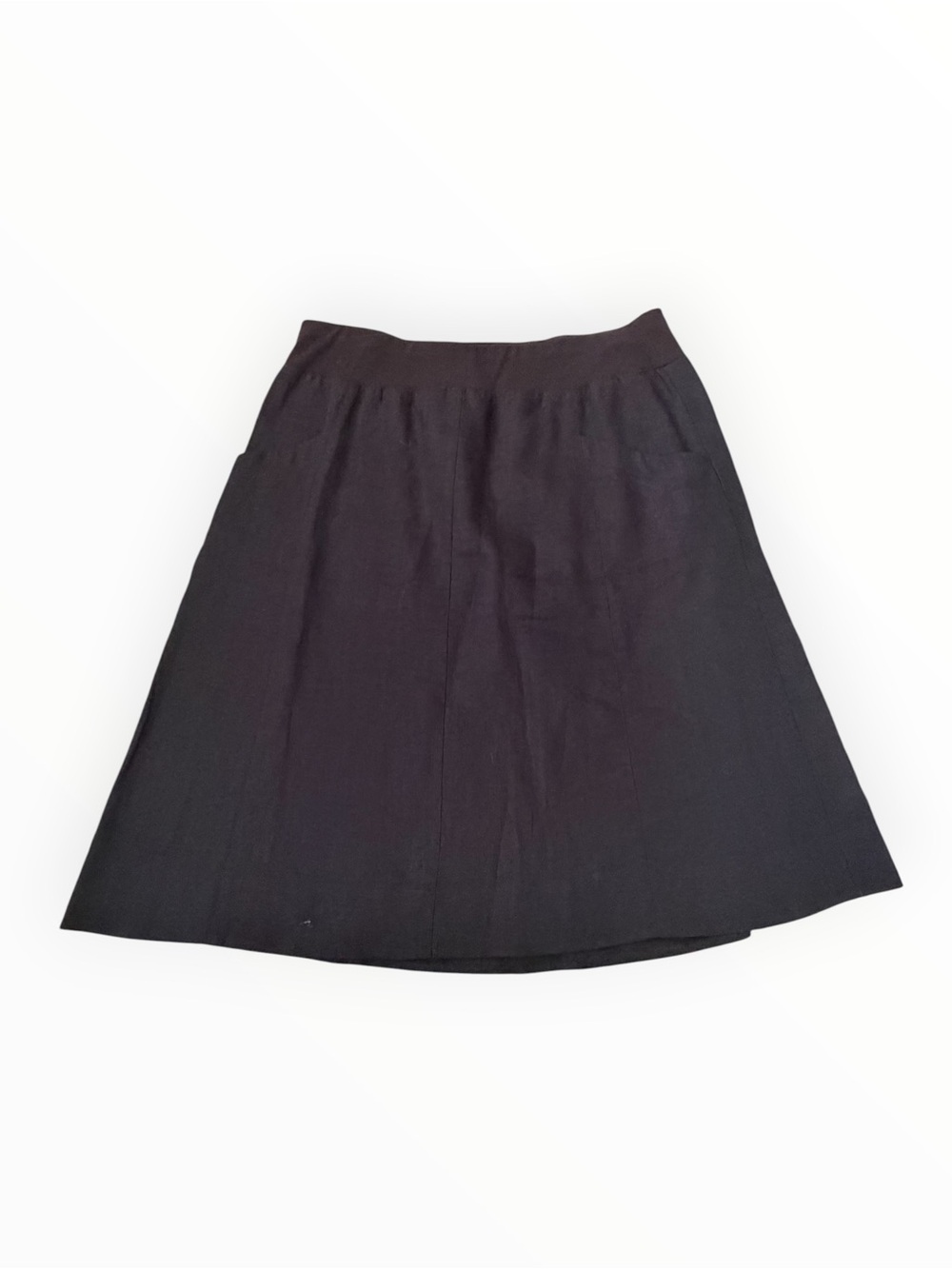 EILEEN FISGER Black Linen A-Line Mini Skirt Pull On Casual Classic Timeless S M
